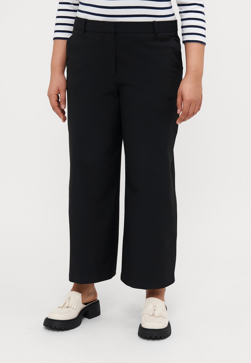 Tommy Hilfiger Curve WIDE CROP - Kalhoty - black