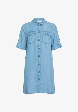VILA, SHORT DRESS VIMAI SHORT SLEEVED - Spijkerjurk - light blue denim