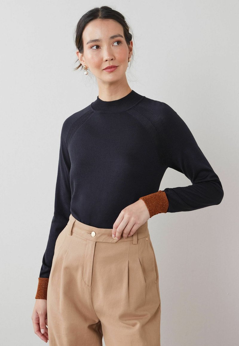 Next Glitter Cuff Stand Neck Jumper Jersey de punto blue/azul