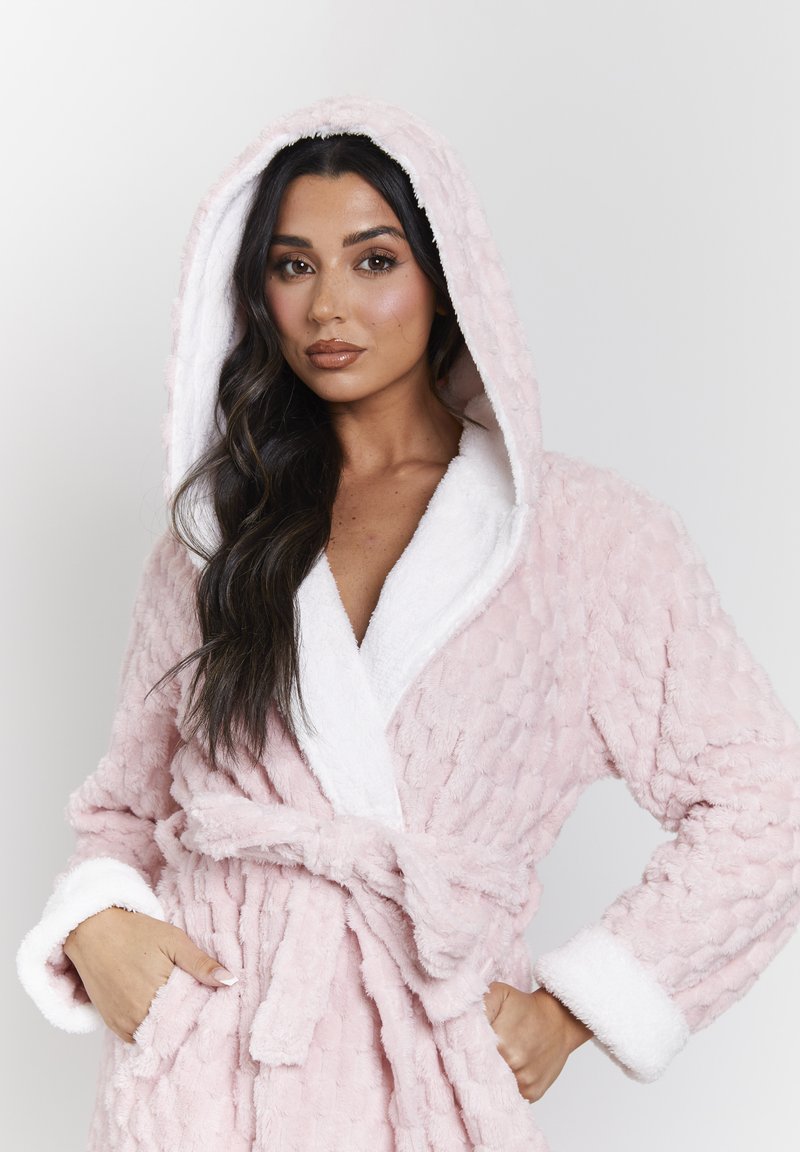 Ensemble Pyjama Vintage Femme - Haut, Bas Et Peignoir Doux - Imprimé Fleurs Roses - Taille L/XL