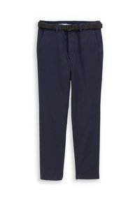 TRAVELER - Chino-püksid - navy zig zag structure