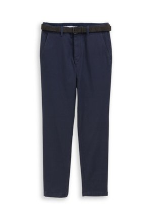 TRAVELER - Trousers - navy zig zag structure