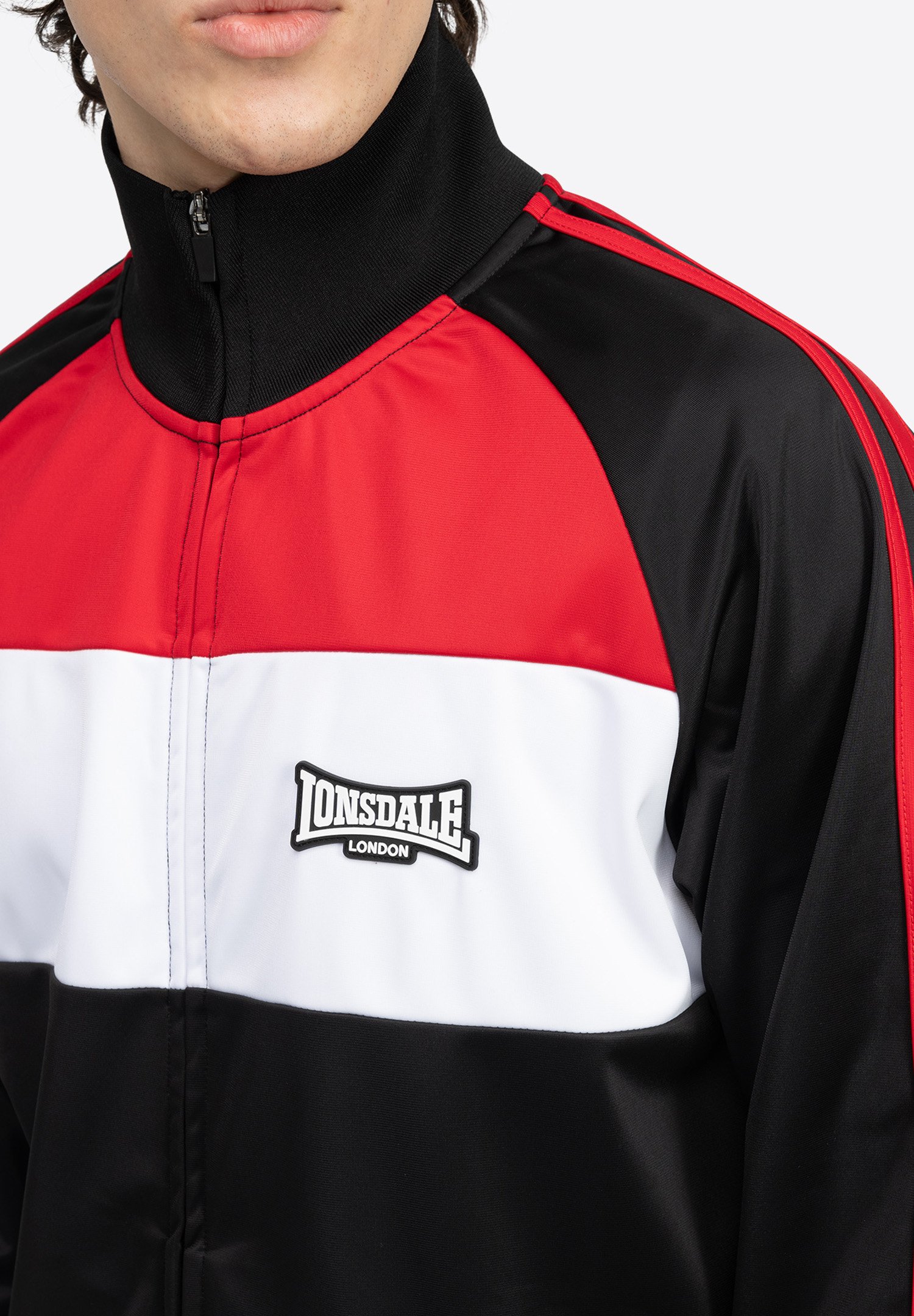 Lonsdale Training jacket - black dark red white/black - Zalando.ie