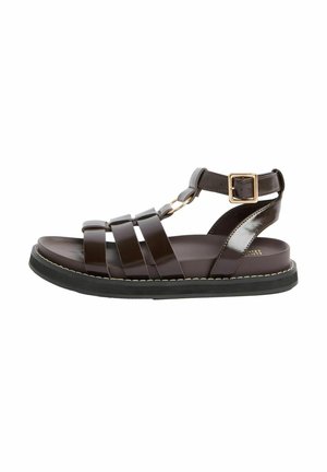REGULAR FIT - COMFORT GLADIATOR FLATFORM CASUAL - Szandálok - chocolate brown faux leather