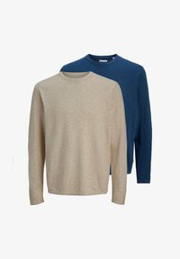 Sélectionné, beige/dunkelblau