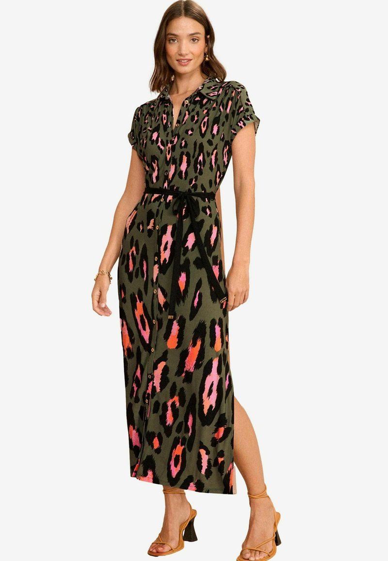 Love & Roses MIDI - Tričkové šaty - khaki green animal