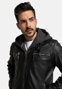 Bruno Banani MIT KAPUZE SMUDO - Lederjacke - schwarz