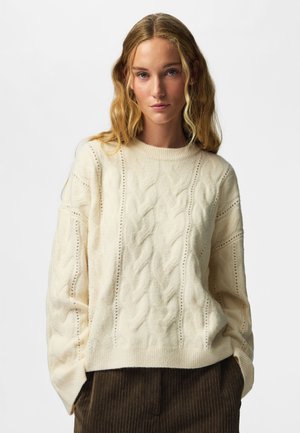 Pieces PCKATHY O NECK CABLE KNIT - Pullover - birch/melange