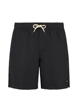 Juodi maudymosi šortai su elastingu juosmeniu ir smėlio spalvos raišteliu. Įtrauktas mažas logotipo detalė ir šoninės šoninės įpjovos patogiam judėjimui.