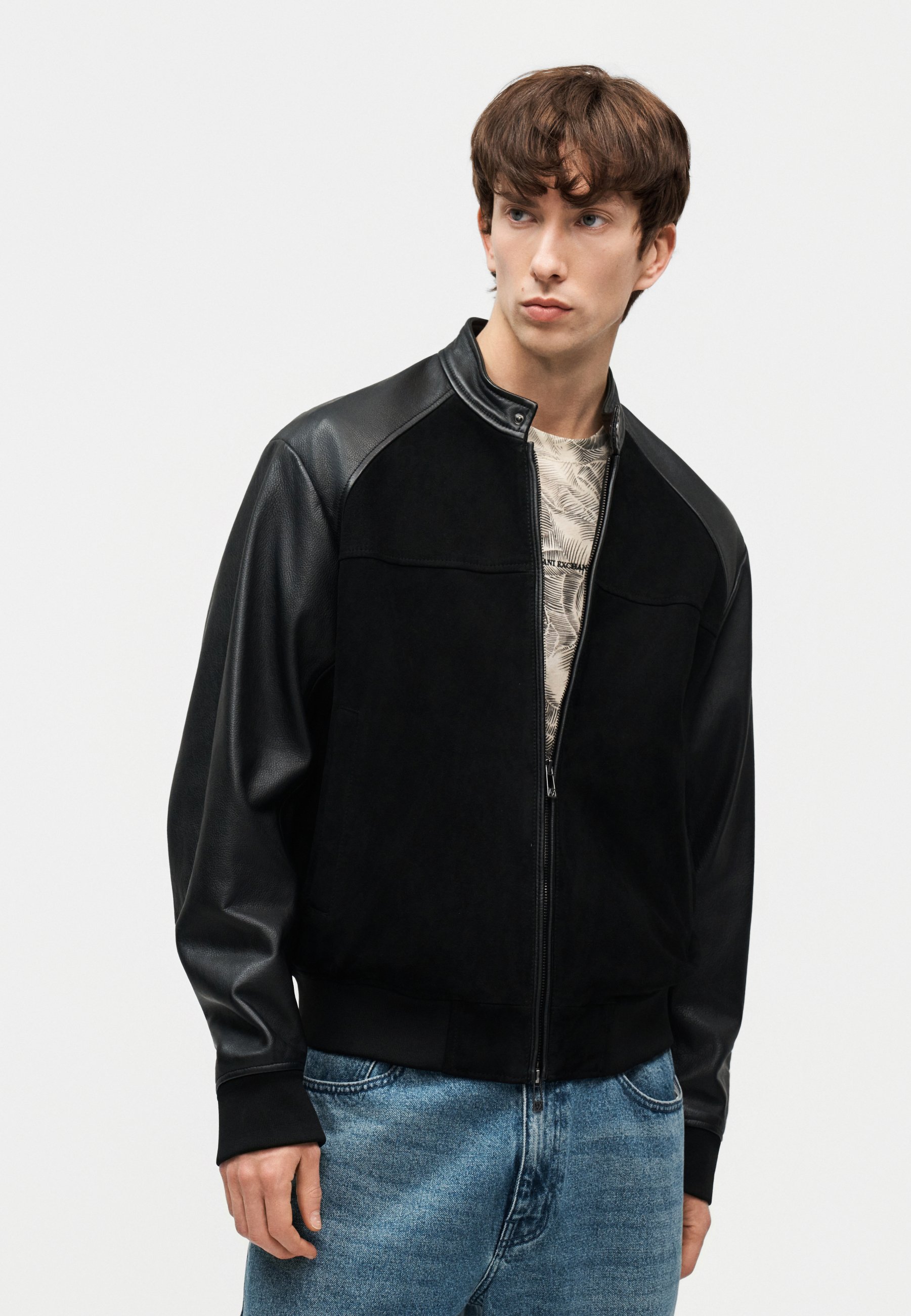 Armani Exchange Leather jacket - black - Zalando