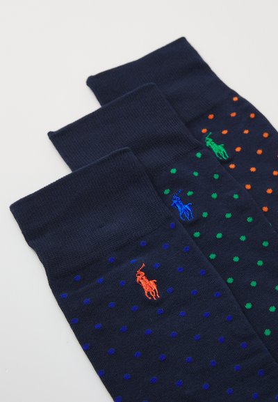 Polo Ralph Lauren POLKA-DOT TROUSER SOCK UNISEX 3 PACK - Strumpor - navy/orange