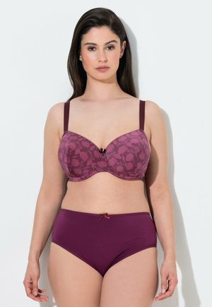 Ulla Popken FLORAL PRINT SOFT CUP UNDERWIRE BRA - Reggiseno con ferretto - dark claret