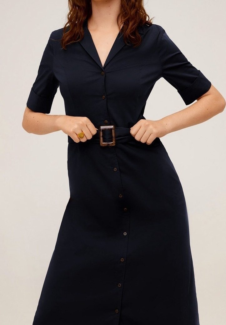 mango shirt dress navy Mango Cadet Long Sleeve Collar Midi Shirt Dress