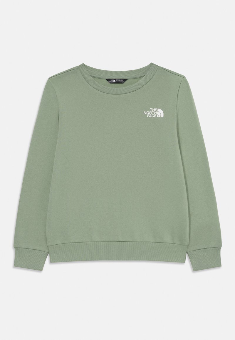 Felpa verde chiaro realizzata in materiale morbido, con colletto a girocollo, maniche lunghe e un piccolo logo bianco sul petto.