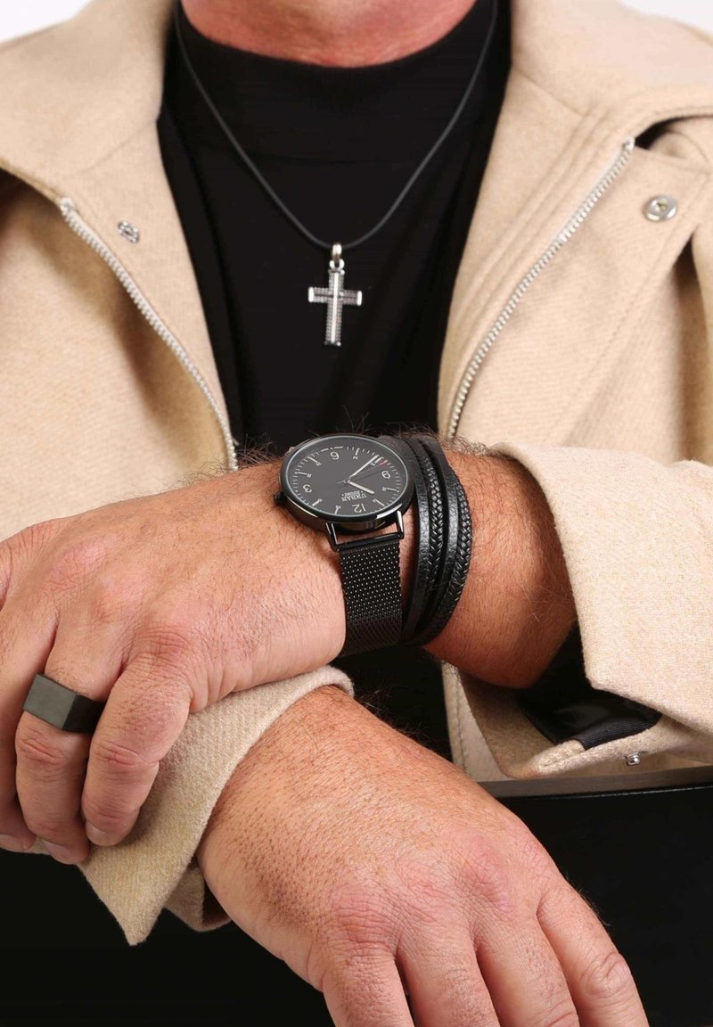 Herren Halsketten | Lucardi Ring black/schwarz - XE82669 Herren Halsketten | Lucardi Ring black/schwarz - XE82669
