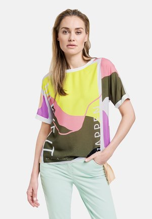 Print T-shirt - green/violet/pink