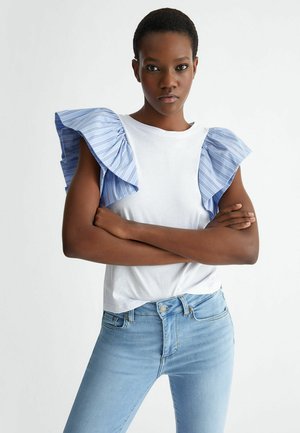 POPLIN - T-shirt print - white light blue