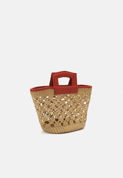 Sensi Studio OPEN WEAVE BASKET BAG - Käsilaukku - beige/orange