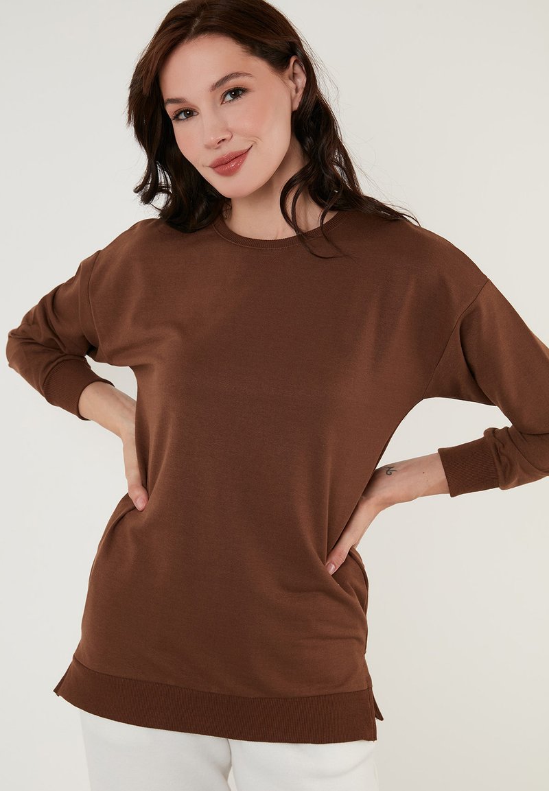 LELA CREW NECK - Melegítőfelső - brown
