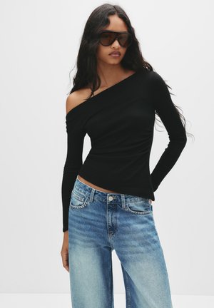 ASYMMETRIC - T-shirt à manches longues - black
