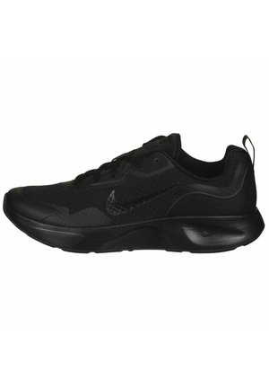 Chaussure de running légère Nike noire avec tige en mesh, fermeture à lacets et semelle épaisse et rembourrée.
