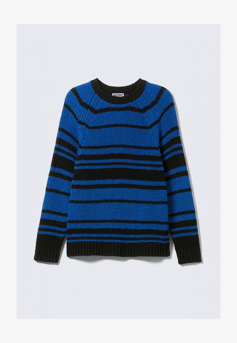 Weekday STRIPED SWEATER - Strickpullover - blue