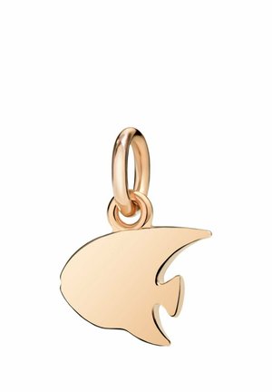 Goldanhänger in Form eines stilisierten tropischen Fisches mit glatter, polierter Oberfläche und befestigter Öse für eine Kette oder ein Armband.