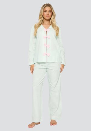 STRIPED BOW LONG SLEEVE SET - Pyjama - mint