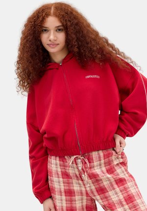 iets frans..., BUBBLE HEM ZIP-THROUGH - Суитшърт с цип - red