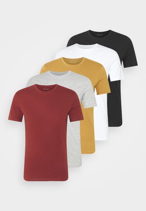 5 PACK - T-shirt - bas - brown/white/black