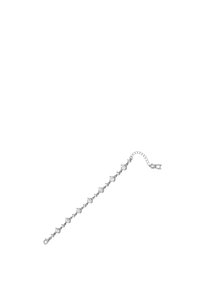 Silberarmband mit einem Kettenlink-Design und wechselnden klaren Edelsteinen. Der Verschluss hat eine verstellbare Verlängerungskette.