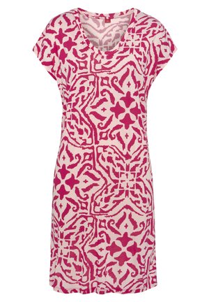 Camicia da notte - magenta ecru gemustert