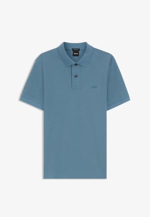 Light blue short-sleeve polo shirt with two buttons, a collar, and an embroidered "BOSS" logo on the left chest.