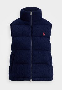 CABLE-KNIT WOOL-CASHMERE QUILTED VEST - Liemenė - spring navy heather