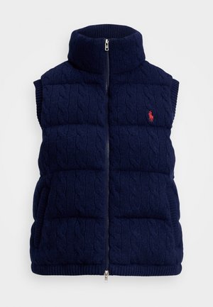 CABLE-KNIT WOOL-CASHMERE QUILTED VEST - Vesta - spring navy heather