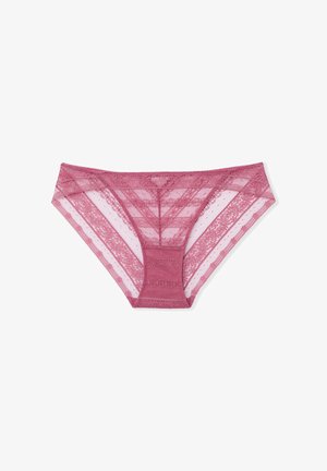 Spitzen-Slip in sanftem Rosa mit floralen Mustern, mit halbtransparentem Design und einem festen Taillenbund für Komfort.