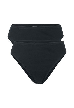 Zwarte katoenen bikinislips, met een hoge taille en een gladde structuur, zonder zichtbare patronen of accenten. Twee paar inbegrepen.