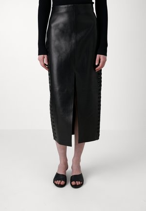 AKINE - Leather skirt - black