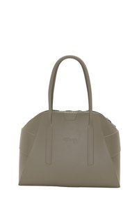 Olive vihreä O bag -kassi, joka on valmistettu kestävästä muovista, ja siinä on jämäkkä muoto, pitkät kahvat sekä vetoketjusuljenta. Minimalistinen muotoilu, jossa on logo-tyyli.