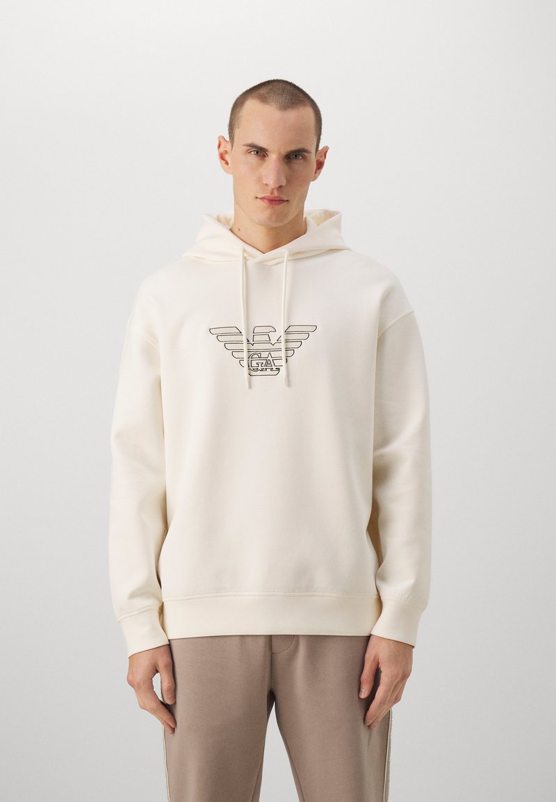 Emporio Armani FELPA - Felpa con cappuccio - eagle vanilla