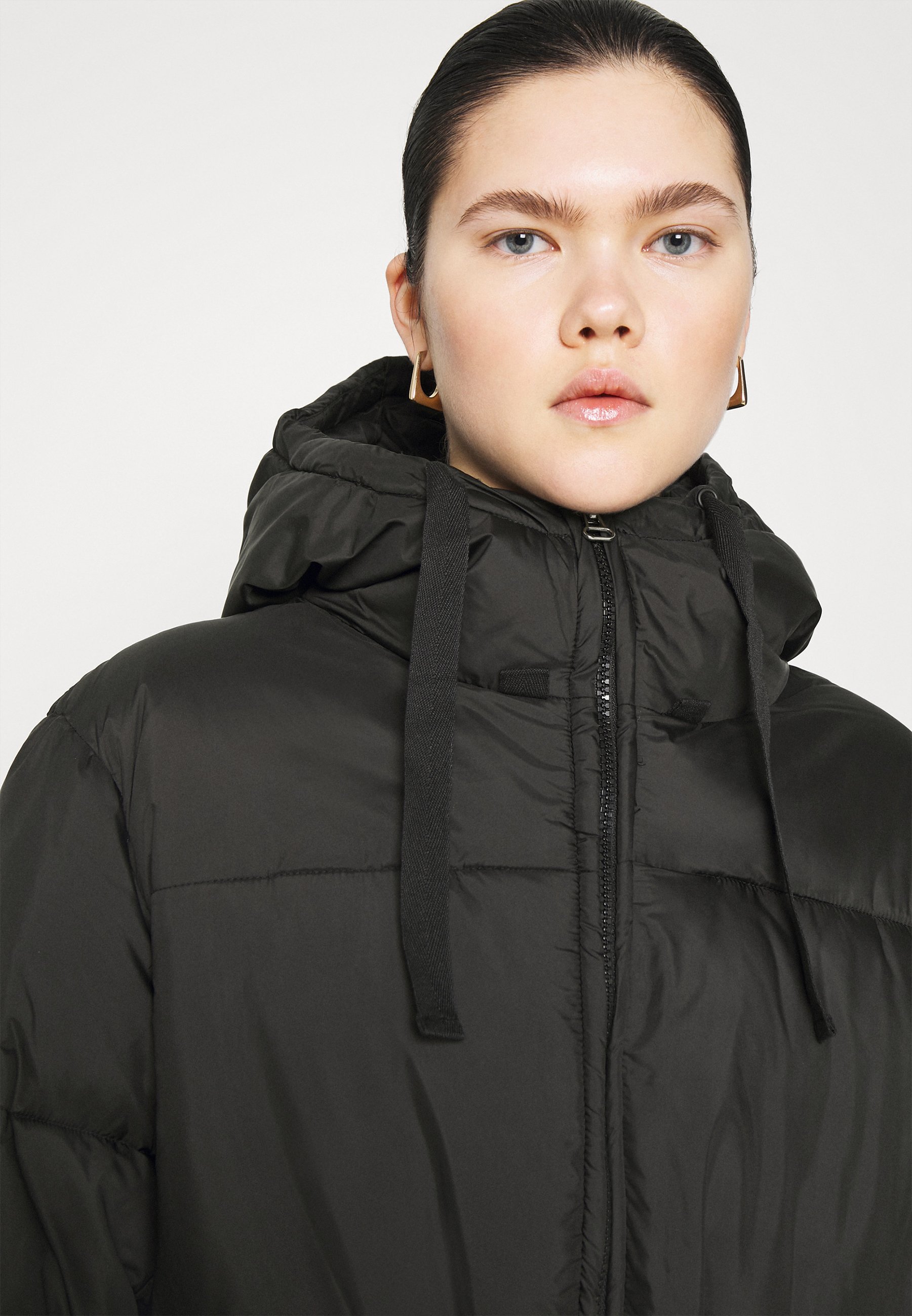 weekday high neck padded jacket with drawstring