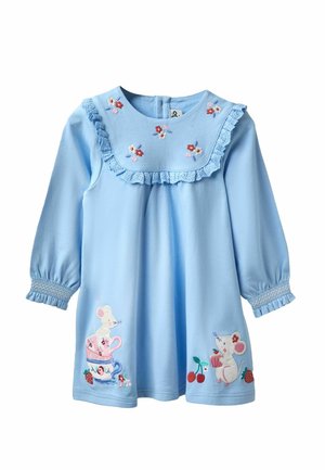 REGULAR FIT - MOUSE AND TEA CUP APPLIQUE - Dzsörzéruha - blue mouse tea party