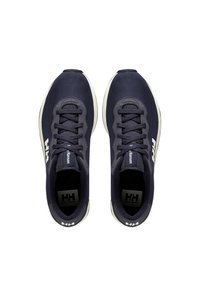 Scarpe da atletica navy con tomaia in rete testurizzata, punta rotonda e logo bianco a contrasto. Presentano lacci piatti e una soletta imbottita.