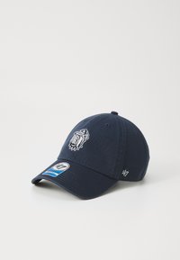 Marineblaues Baseballcap mit einem gewobenen Logo eines Gorillas in Grau. Verfügt über einen gebogenen Schirm und einen verstellbaren Riemen. Enthält ein Markenetikett an der Seite.