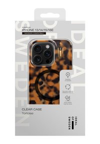 Coque de téléphone claire avec motif de tortue pour iPhone 13/14/15/16, fabriquée à partir de matériaux recyclés, compatible MagSafe, testée pour des chutes jusqu'à 3 mètres.