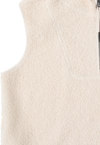 Fleeceweste in Off-White mit einer strukturierten, weichen Oberfläche. Verfügt über einen Frontreißverschluss und einen hohen Kragen. Einfaches ärmelloses Design mit klaren Linien.