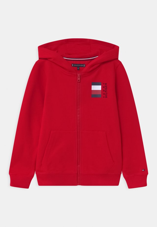 GLOBAL STRIPE HOODED  - Hoodie met rits - red