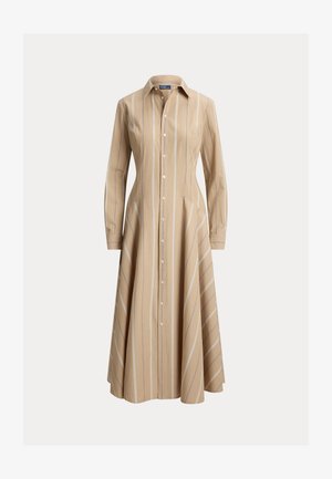 Polo Ralph Lauren, STRIPED COTTON PANELED SHIRTDRESS - Φόρεμα πουκάμισο - tan/cream