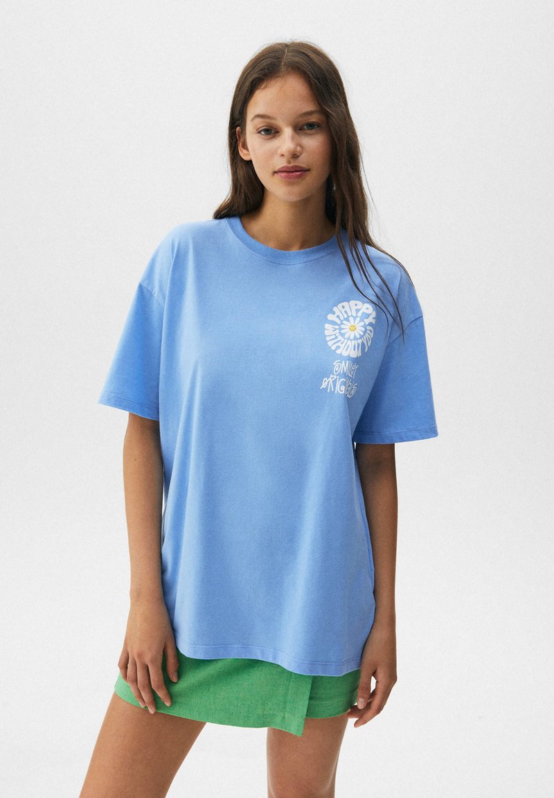 Damen T-Shirts | PULL&BEAR DAISIES T-Shirt print blue grey/blaugrau - DH00871 Damen T-Shirts | PULL&BEAR DAISIES T-Shirt print blue grey/blaugrau - DH00871