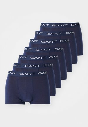 Bóxer de hombre azul marino con cinturilla elástica que presenta el logotipo blanco "GANT"; tejido suave con un diseño ajustado, mostrando múltiples pares.
